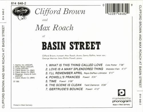 Clifford Brown And Max Roach - Live At Basin Street (1956)