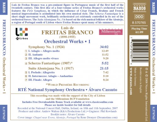 RTÉ National Symphony Orchestra, Álvaro Cassuto - Freitas Branco: Orchestral Works, Vol. 1: Symphony No. 1 - Scherzo Fantasique - Suite Alentejana No. 1 (2008) [Hi-Res]