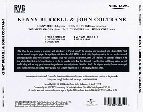 Kenny Burrell & John Coltrane - Kenny Burrell & John Coltrane (1958) CD Rip