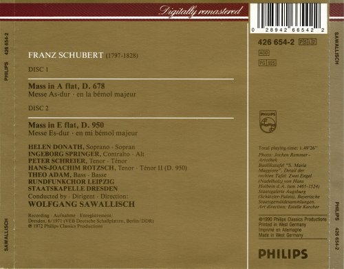 Wolfgang Sawallisch, Rundfunkchor Leipzig, Staatskapelle Dresden - Schubert: The Great Masses (1990)