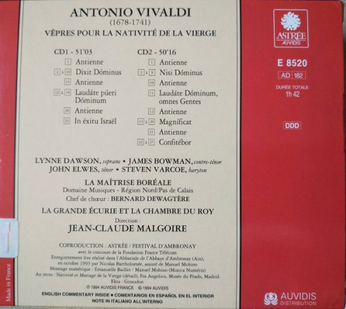 Orchestra La Grande Ecurie Et La Chambre Du Roy, Direction Malgoire - Vivaldi: Vêpres pour la Nativité de la Vierge (1994)