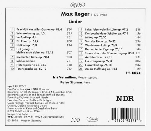 Iris Vermillion, Peter Stamm - Max Reger: Lieder (1996)