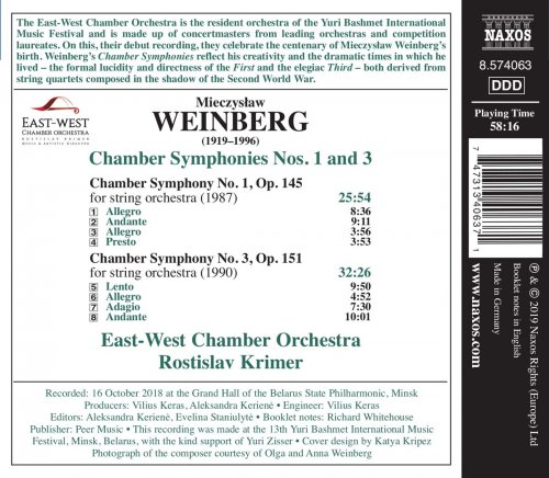 East-West Chamber Orchestra feat. Rostislav Krimer - Weinberg: Chamber Symphonies Nos. 1 & 3 (2019) CD-Rip