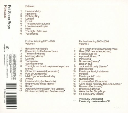 Pet Shop Boys - Release: Further Listening 2001-2004 (3CD) (2017)