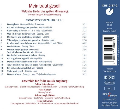 Ensemble Für Fruhe Musik Augsburg - Mein traut gesell: Secular Songs of the Late Minnesang (2020)