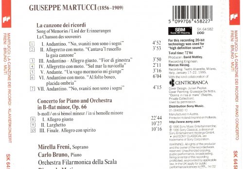 Mirella Freni, Carlo Bruno, La Scala Philharmonic, Riccardo Muti - Giuseppe Martucci: La Canzone dei ricordi, Piano Concerto No. 2 (1996)