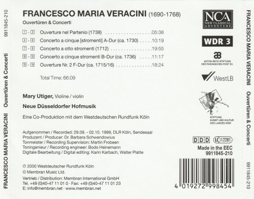 Mary Utiger & Neue Dusseldorfer Hofmusik - Veracini: Ouverturen & Concerti (2000)