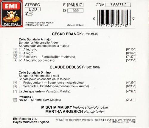 Mischa Maisky, Martha Argerich - Franck, Debussy: Works for Cello (1990)