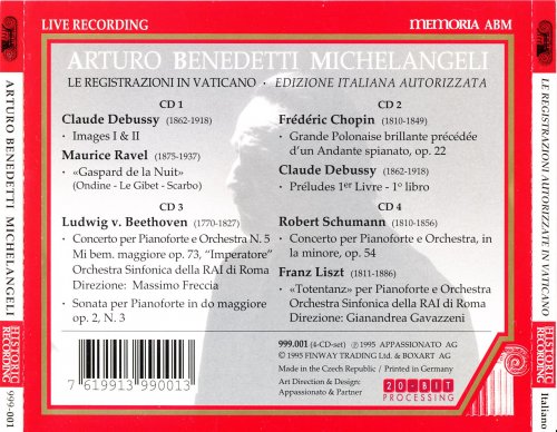 Arturo Benedetti Michelangeli - The Vatican Recordings (1995)