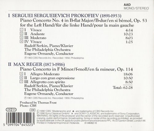 Rudolf Serkin - Prokofiev, Reger: Piano Concertos (1990)