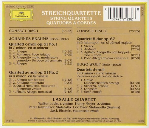 Lasalle Quartet - Brahms: String Quartets (1981)