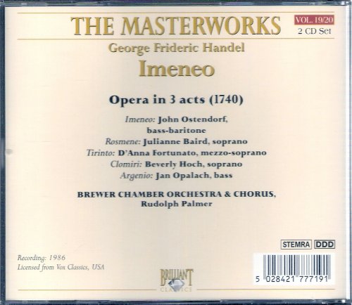 Rudolph Palmer & Brewer Chamber Orchestra And Chorus - Handel: Imeneo