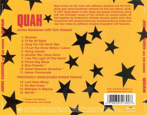 Jorma Kaukonen with Tom Hobson - Quah (Bonus Tracks 2003)