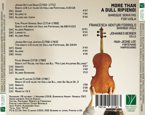 Francesca Venturi Ferriolo - Graun, C. P. E. Bach, Janitsch, Giardini, Flackton: More Than A Dull Ripieno! (Baroque Viola Sonatas) (2020)