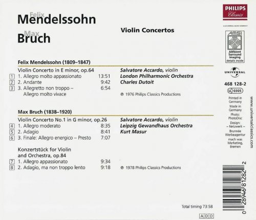 Salvatore Accardo, London Philharmonic Orchestra - Mendelssohn, Bruch: Violin Concertos (2000)