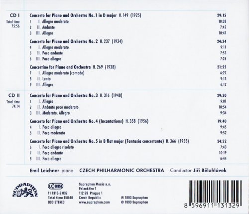 Emil Leichner, Czech Philharmonic Orchestra, Jiří Bělohlávek - Martinů: Piano Concertos (1993)