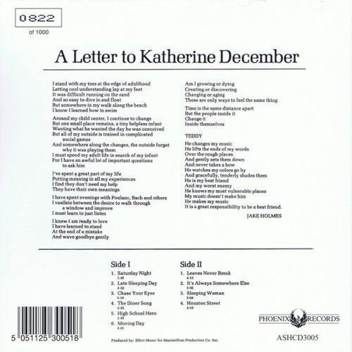 Jake Holmes - A Letter To Katherine December (Reissue) (1968/2008)