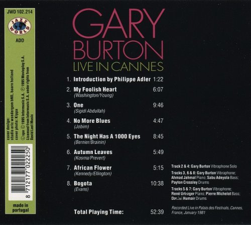 Gary Burton - Live in Cannes (1981) [1996] CD-Rip