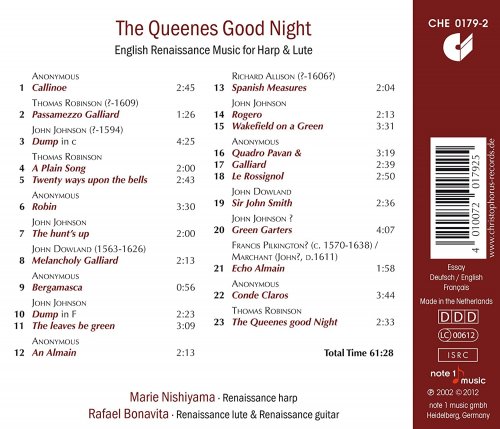 Marie Nishiyama - The Queenes Good Night: English Renaissance Music for Harp & Lute (2020)