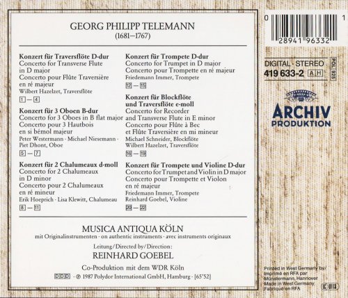 Musica Antiqua Köln, Reinhard Goebel - Telemann: Wind Concertos (1987)