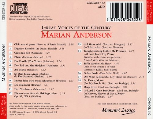 Marian Anderson - Great Voices of the Century: Marian Anderson (1996)