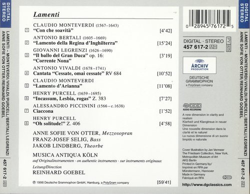 Anne Sofie von Otter, Musica Antiqua Köln, Reinhard Goebel - Lamenti: Monteverdi, Vivaldi, Purcell, Bertali, Legrenzi (1998)
