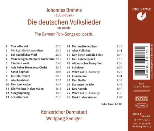 Konzertchor Darmstadt - Brahms: Die deutschen Volkslieder (2012/2020)