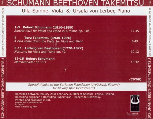 Ulla Soinne, Ursula von Lerber - Schumann; Beethoven; Takemitsu: Works for Viola and Piano (2011)