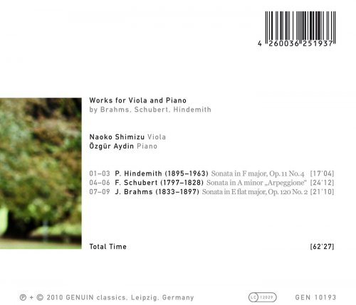 Naoko Shimizu - Works for Viola and Piano by Brahms, Schubert, Hindemith (2011)