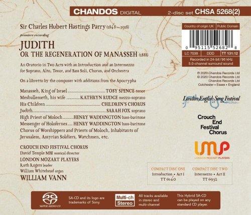 Sarah Fox, Kathryn Rudge, Toby Spence, Henry Waddington, London Mozart Players & William Vann - Parry: Judith (2020) CD-Rip