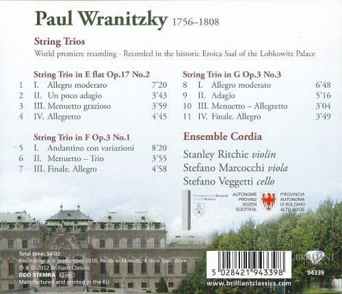 Ensemble Cordia - Paul Vranický: String Trios (2012)