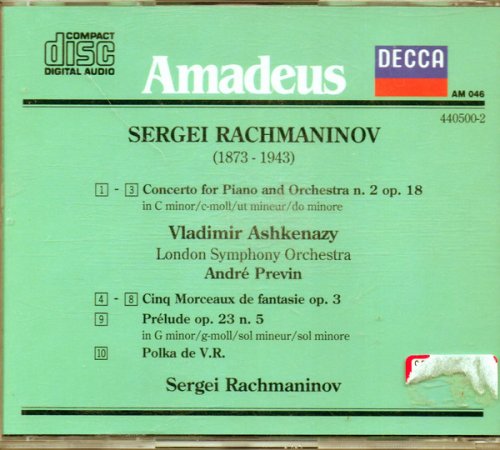 London Symphony Orchestra, Vladimir Ashkenazy - Rachmaninov: Concerto Para Piano Y Orquesta No. 2, Op. 18 - Cinco Fragmentos De Fantasía Op. 3 (1993)