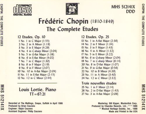 Louis Lortie - Chopin: The Complete Etudes (1988)