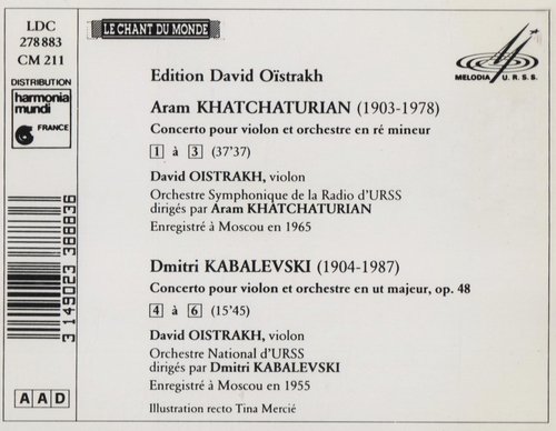 David Oistrakh - Khachaturian, Kabalevski: Violin concertos (1988)