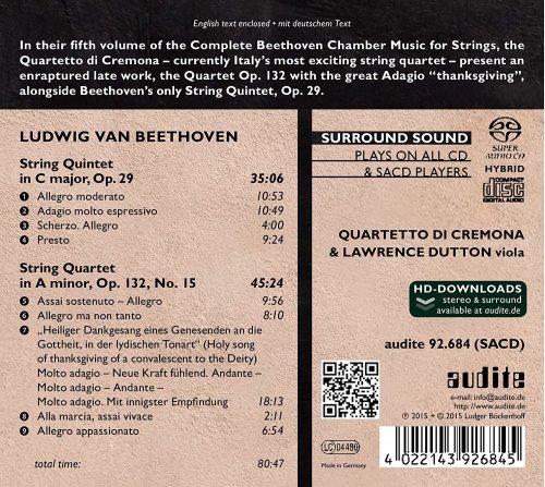 Quartetto di Cremona - Beethoven: Complete String Quartets, Vol. 5 (2015)