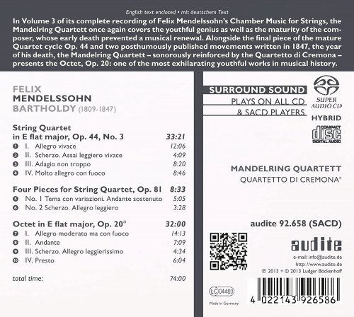 MANDELRING QUARTETT - Mendelssohn Bartholdy: Complete Chamber Music for Strings, Vol. 3 (2013)