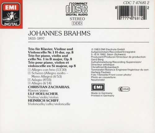 Christian Zacharias, Ulf Hoelscher, Heinrich Schiff - Brahms: Piano Trio No. 1 (1983)