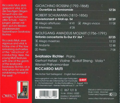 Sviatoslav Richter, Riccardo Muti - Schumann: Piano Concerto, Mozart: Sinfonia Concertante (2012)