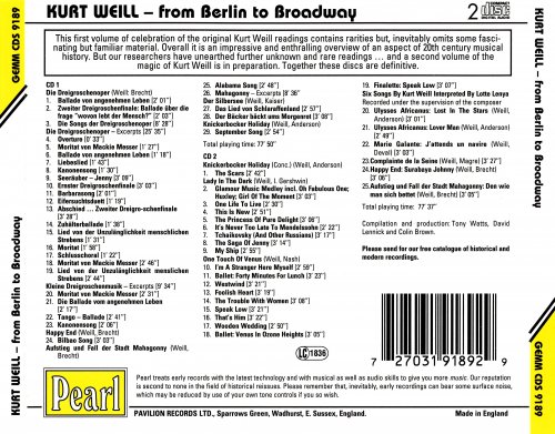 Kurt Weill - Kurt Weill from Berlin to Broadway vol.1 (1995) CD-Rip