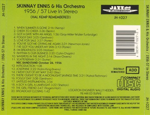 Skinnay Ennis & His Orchestra - 1956/57 Live In Stereo (Hal Kemp Remembered)