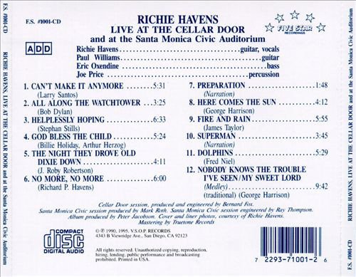 Richie Havens - Live at the Cellar Door And The Santa Monica Civic Auditorium (1990)