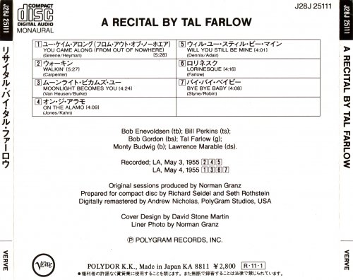 Tal Farlow - A Recital By Tal Farlow (1955) [1988]