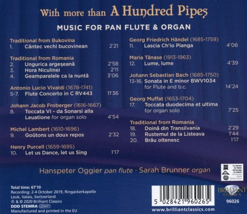 Hanspeter Oggier, Sarah Brunner - With More than a Hundred Pipes: Music for Pan Flute & Organ (2020)