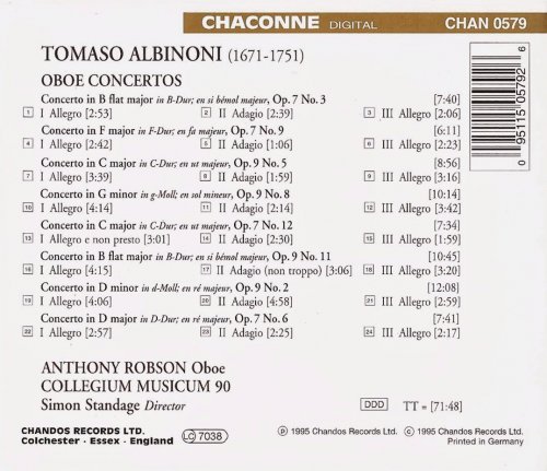 Anthony Robson, Collegium Musicum 90, Simon Standage - Albinoni: Complete Oboe Concertos (1995)