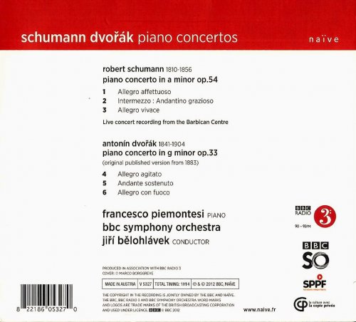 Francesco Piemontesi - Schumann, Dvorak: Piano Concertos (2012) CD-Rip