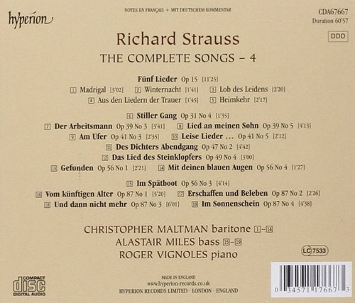 Christopher Maltman, Alastair Miles, Roger Vignoles - Richard Strauss : The Complete Songs 4 (2009)