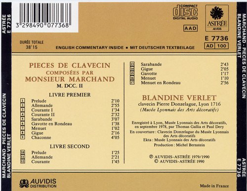 Blandine Verlet - Louis Marchand: Pieces de Clavecin 170 (1990)