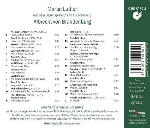 Johann Rosenmüller Ensemble - Martin Luther and His Adversary Albrecht von Brandenburg (2002/2020)