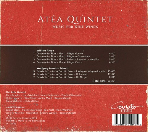 Atea Quintet - Music For Nine Winds: Works By Alwyn & Mozart (2019) [Hi-Res]