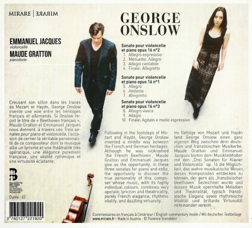 Emmanuel Jacques, Maude Gratton - George Onslow: Sonates pour Violoncelle et Piano (2014) CD-Rip